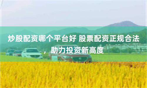 炒股配资哪个平台好 股票配资正规合法，助力投资新高度